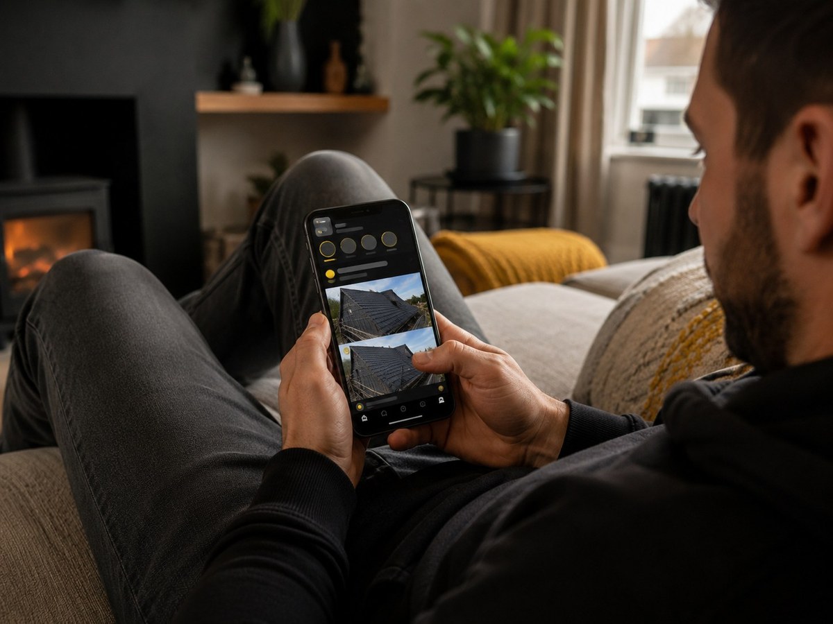 A homeowner seeing a trade ad on a social feed